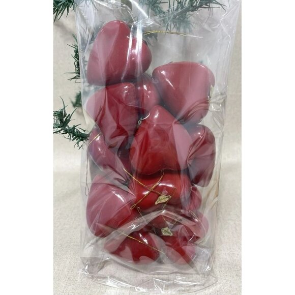 Red lacquered Heart ornaments approx 2 Inch craft decoration lot of 12 Vintage - Picture 1 of 6